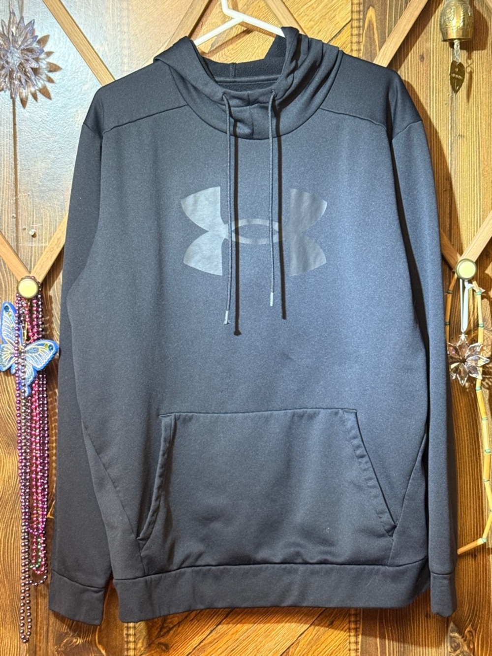 Under Armour Black Men's Pullover Hoodie with Tonal Logo